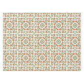 オレンジ色の花、花の模様、緑、ぼほ テーブルクロス (正面(横))