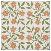 オレンジ色の花、花の模様、緑、ぼほ ファブリック (見本)