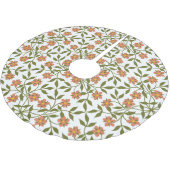 オレンジ色の花、花の模様、緑、ぼほ ブラッシュドポリエステルツリースカート (アングル)