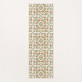 オレンジ色の花、花の模様、緑、ぼほ ヨガマット (正面)