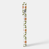 オレンジ色の花、花の模様、緑、ぼほ iPhoneケース (左側面)