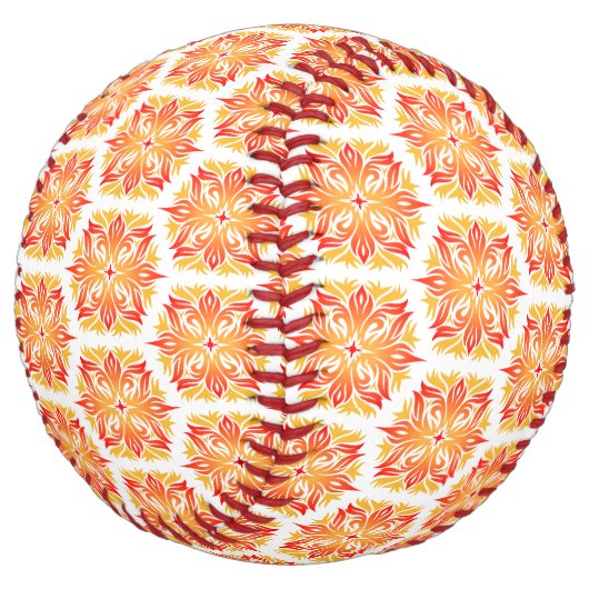 オレンジ色の花、花の模様、花の模様 ソフトボール (アングル)