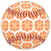 オレンジ色の花、花の模様、花の模様 ソフトボール (正面)