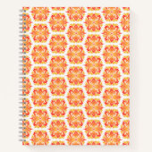 オレンジ色の花、花の模様、花の模様 ノートブック (正面)