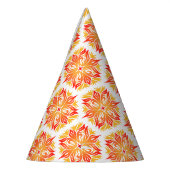 オレンジ色の花、花の模様、花の模様 パーティーハット (左)
