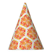 オレンジ色の花、花の模様、花の模様 パーティーハット (右)