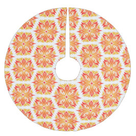 オレンジ色の花、花の模様、花の模様 ブラッシュドポリエステルツリースカート