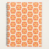 オレンジ色の花、花の模様、花の模様 プランナー手帳 (正面)