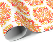 オレンジ色の花、花の模様、花の模様 ラッピングペーパー (ロールコーナー)