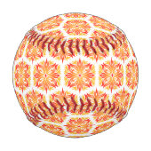 オレンジ色の花、花の模様、花の模様 野球ボール (裏面)