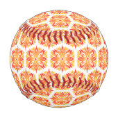 オレンジ色の花、花の模様、花の模様 野球ボール (正面)