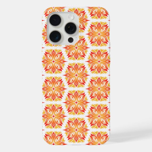 オレンジ色の花、花の模様、花の模様 iPhoneケース (裏面)