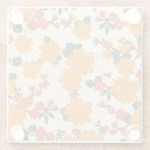 オレンジ色の花、花柄、花柄 ガラスコースター (裏面)