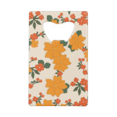 オレンジ色の花、花柄、花柄 クレジットカード栓抜き (裏面)