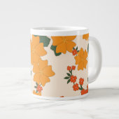 オレンジ色の花、花柄、花柄 ジャンボコーヒーマグカップ (正面右)