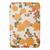 オレンジ色の花、花柄、花柄 バスマット (正面縦)