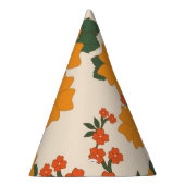 オレンジ色の花、花柄、花柄 パーティーハット (右)