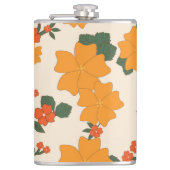 オレンジ色の花、花柄、花柄 フラスク (正面)