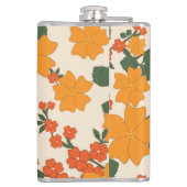 オレンジ色の花、花柄、花柄 フラスク (裏面)