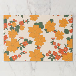 オレンジ色の花、花柄、花柄 ペーパーパッド