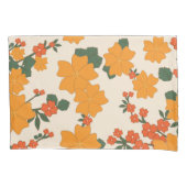 オレンジ色の花、花柄、花柄 枕カバー (正面)