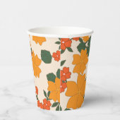 オレンジ色の花、花柄、花柄 紙コップ (右)