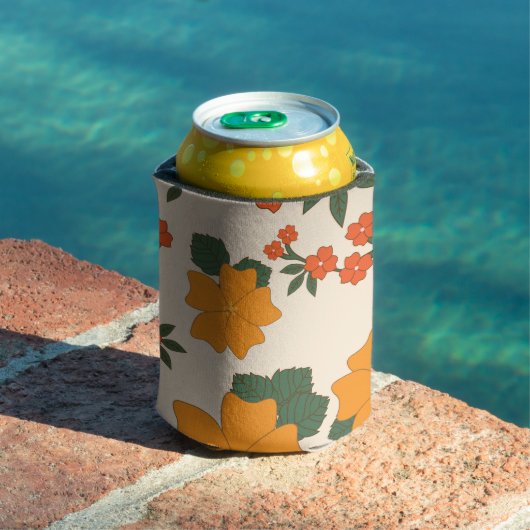 オレンジ色の花、花柄、花柄 缶クーラー (インサイチュ プール)