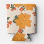 オレンジ色の花、花柄、花柄 缶クーラー (裏面)