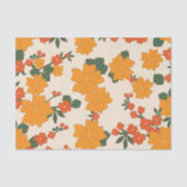 オレンジ色の花、花柄、花柄 薄葉紙 (正面)