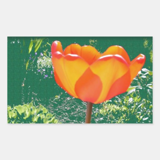 オレンジ色の花 長方形シール (正面)