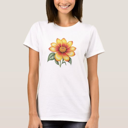 オレンジ色の花 Tシャツ (正面)