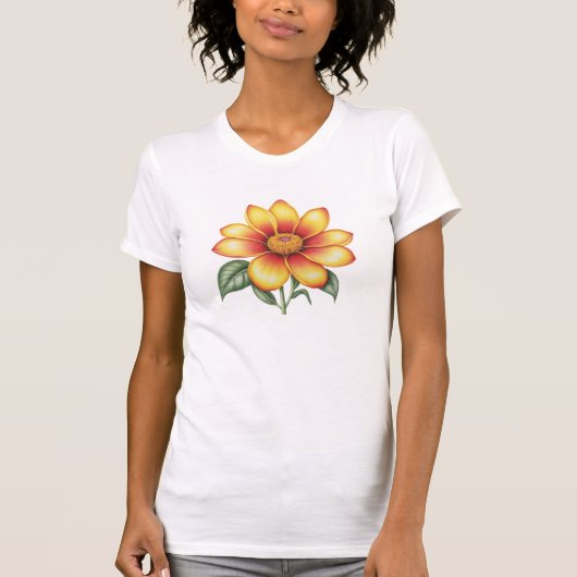 オレンジ色の花 Tシャツ (正面)