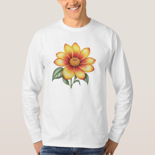 オレンジ色の花 Tシャツ (正面)