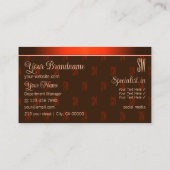 オレンジ色の茶色とイニシャルパターンプロフェッショナル 名刺 (裏面)