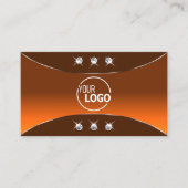 オレンジ色の茶色とシルバーデコールの宝石とロゴ 名刺 (正面)