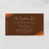 オレンジ色の茶色とシルバーデコールの宝石と写真 名刺 (裏面)