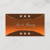 オレンジ色の茶色と銀の装飾の宝石きらめく付き 名刺 (正面)