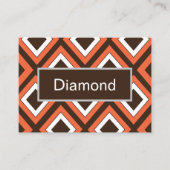 オレンジ色の茶色のダイヤモンドの幾何学的パターン 名刺 (正面)