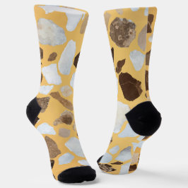 オレンジ色の茶色のテラゾパターン ソックス