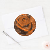 オレンジ色の茶色のバラとパーム葉製品ラベル ラウンドシール (封筒)