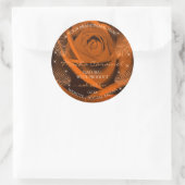 オレンジ色の茶色のバラとパーム葉製品ラベル ラウンドシール (バッグ)