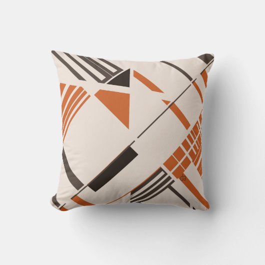 オレンジ色の茶色のベージュジオメトリック抽象芸術MCMルック クッション (正面)