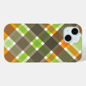 オレンジ色の茶色の格子状の格子状のおもしろいシンプルチェックパターン Case-Mate iPhoneケース (裏面 (横))
