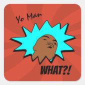 オレンジ色の茶色の白いヨーマンマグショットが欲しいもの スクエアシール (正面)