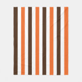 オレンジ色の茶色の縦ストライプ線のパターン フリースブランケット (正面)