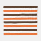 オレンジ色の茶色の縦ストライプ線のパターン フリースブランケット (正面(横))