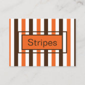 オレンジ色の茶色の縦ストライプ線のパターン 名刺 (正面)