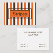 オレンジ色の茶色の縦ストライプ線のパターン 名刺 (正面/裏面)