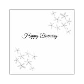 オレンジ色の茶色の花のハッピーバースデー追加の名前のかわいこちゃん ラバースタンプ (インプリント)