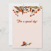 オレンジ色の茶色の葉のオーバーレイ自分の写真を追加 シーズンカード (裏面)